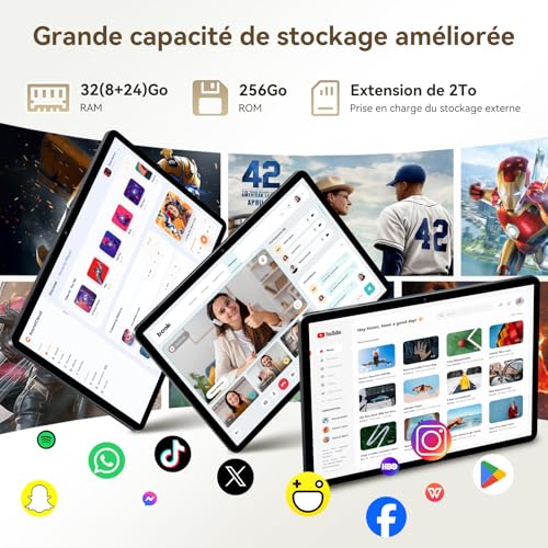 TABWEE T12Pro Android 16 Tablette avec Clavier - 2.8K BOE QHD+ Display, Tablette 11 Pouces, Helio G100, 32 GB RAM+256 GB ROM, 8000 mAh, Widevine L1, Gemini AI, GPS, Tablette 4G LTE (Garantie de 4 Ans)