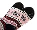 DoSmart Womens Winter Thermal Snowflake Fleece Lining Fuzzy Warm Indoor Home Socks (Black&Pink)