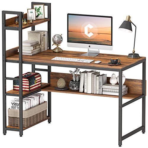 Cubiker Computer Desk 47 inch with Storage Shelves, Home Office Desk
