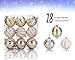SANNO 18ct Christmas Balls Delicate Painting & Glittering Ornaments White/Silver/Gold Shatterproof for Holiday Wedding Party Decoration, 60mm/2.36