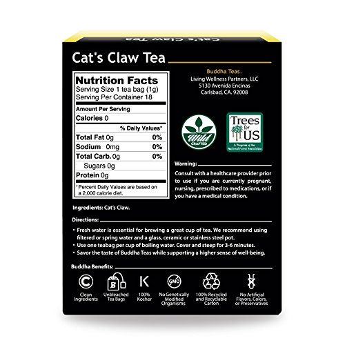 Cat’s Claw Bark Tea, 18 BleachFree Tea Bags Natural Source of