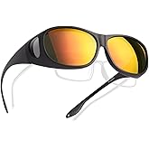 TINHAO Fit Over Glasses Sunglasses Polarized Wrap Around Sunglasses for Men Women with UV400 Protection for Driving