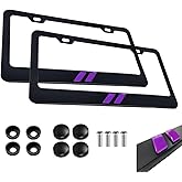 2PCS Black License Plate Frames in 3D Letters Aluminum Alloy Car License Plate Holders Compatible with Dodge Challenger Charger Durango RAM (Purple)