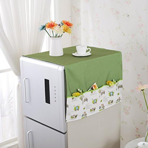 Saumota Elegant Garden Style Cotton Dust Free Cover Frigerator Top Dust Cover-Green tree