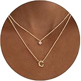 HLJEO Layered Initial Necklaces for Women, 14k Gold Plated Letter Necklace Set Dainty Gold Initial Necklace Stack Cute Layering Choker Necklaces for Women Trendy Fashion Jewelry