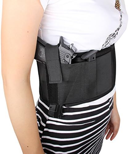 Handgun Belly Band Gun Holster Concealed Carry with 2 Pistol Magazine Pouch for Women Men Fits Glock 19 17 42 43 P238 Ruger LCP M&amp;P Shield Sig Sauer Ruger Kahr Beretta 1911 all barrel lengths Etc