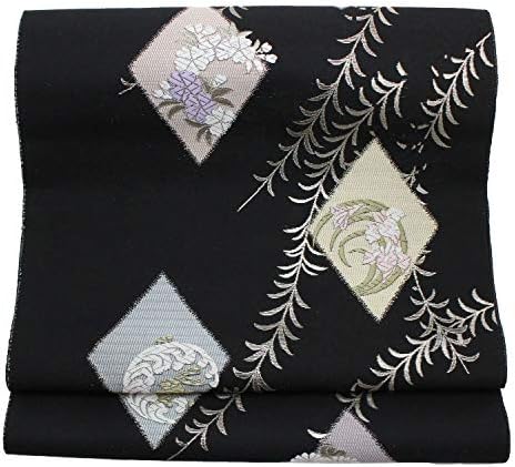 正絹 名古屋帯 九寸 新品 反物 未仕立て品 黒 菱柄 花 うさぎ 西陣織 六通 色無地 小紋 紬 お洒落な帯 日本製 正絹 名古屋帯 九寸 新品 反物 未仕立て品 黒 菱柄 花 うさぎ 西陣織 六通 色無地 小紋 紬 お洒落な帯 日本製