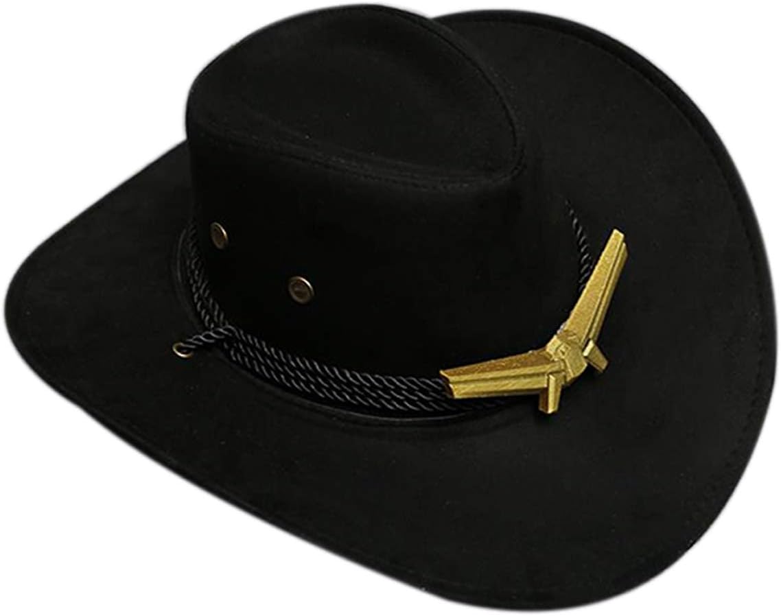 OW Ashe Western Cowboy Hats Gangster Caps,Cosplay Costume Accessories Game Anime Props Outdoor Wide Brim with Strap