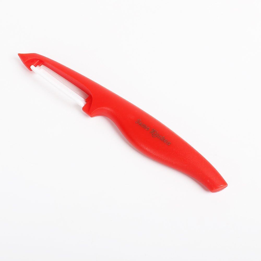 Sams Kitchen Ceramic Vertical Double Edge Blade Fruit Vegetable Peeler - Red