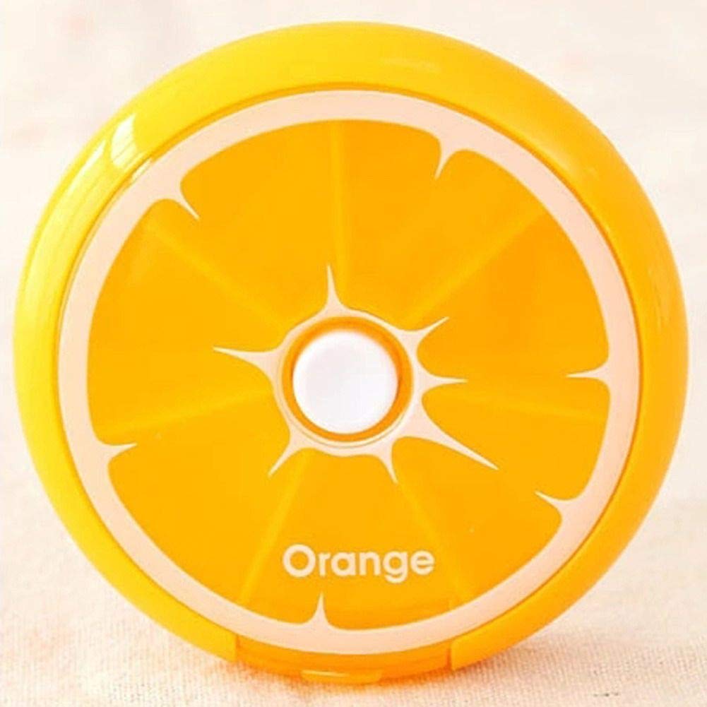 Cestlafit Portable Rotating 7 Day Weekly Pill Dispenser Organizer, Travel Medicine Tablet Organizer, PP Material, Pack of 1, Orange