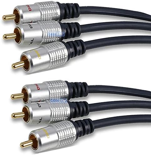 PRO 3 x RCA Triple Phono Cable 0.5m to 10m Audio Video Composite Digital TV Lead (2m)
