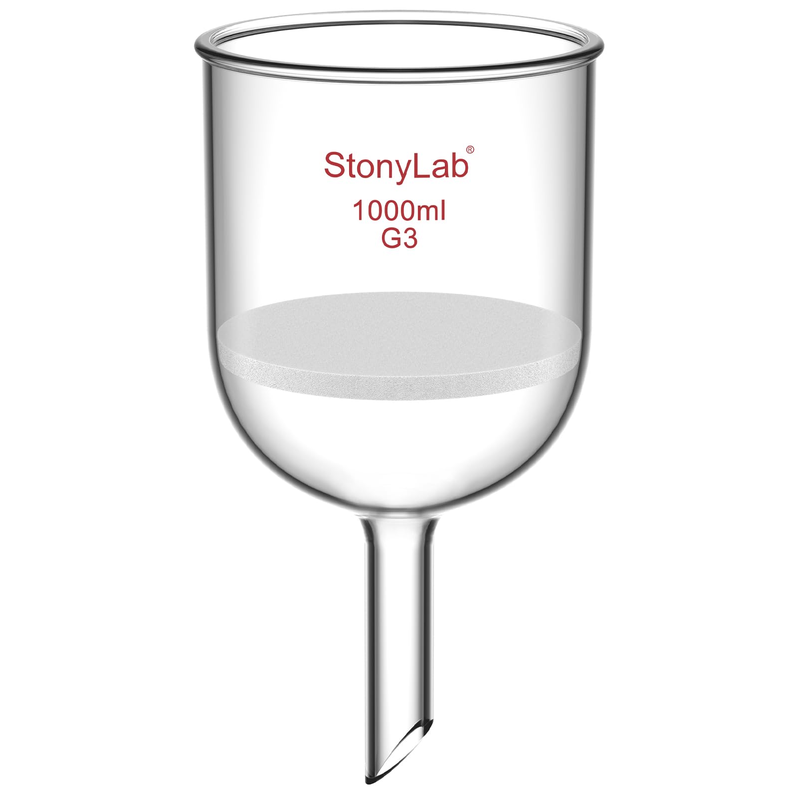 stonylab Borosilicate Glass Buchner Filtering Funnel with Fine Frit, 113 mm Inner-Diameter, 110 mm Depth (1L)
