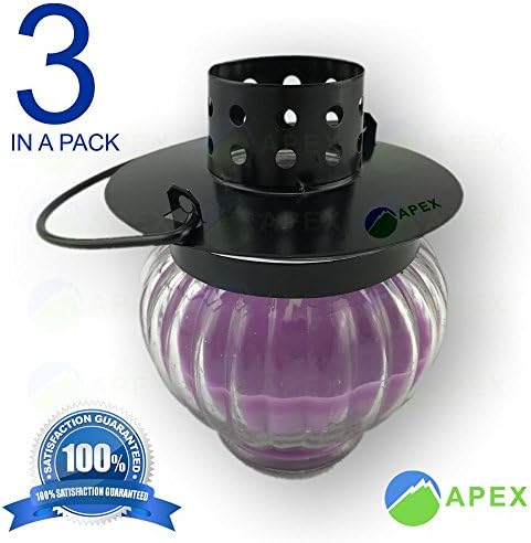 APEXBRAND Natural Premium Citronella Mosquito Repellent Candle Indoor Outdoor 5 Hour Burn Naturally Repels Insects With Essential Oils Soy Base Elegant Metal Hanging Holder Set Of 3 In A Pack