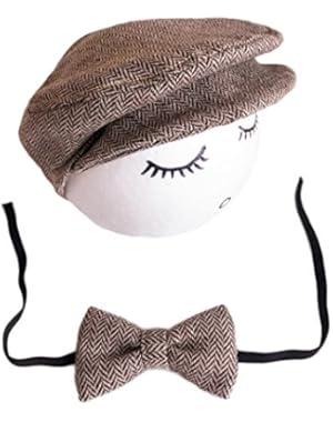 Newborn Baby Outfits Photography Prop Cap Beanie with Bow Tie