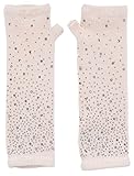 Simplicity Women's Long Knitting Stretchy Fingerless Gloves w/ Rhinestone, White