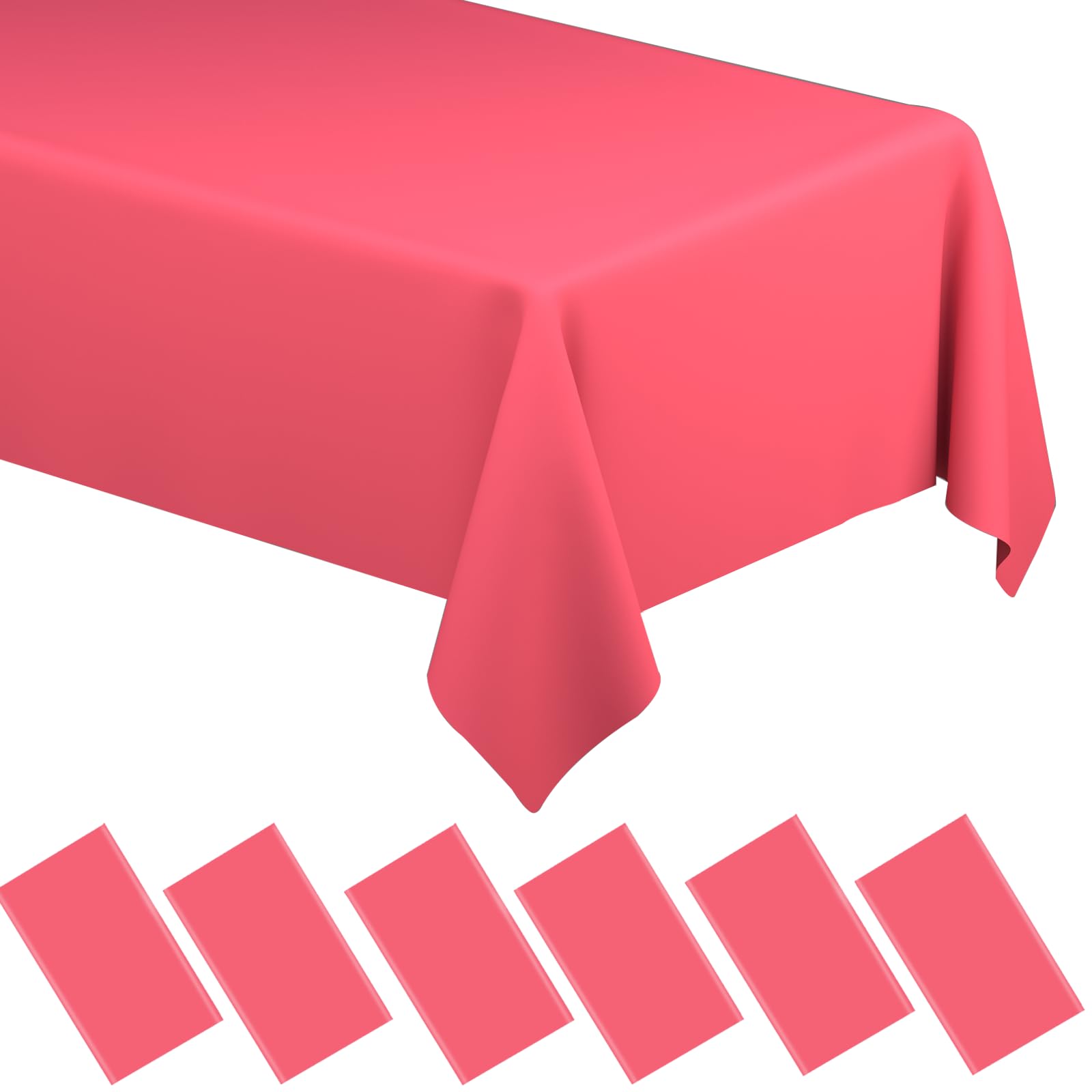 WNINK 6 Pack Red Tablecloths Disposable Table