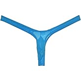 JAXFSTK Men's Minimal Coverage Bulge Thong Underwear See-through Mesh Mini Bikini Tangas