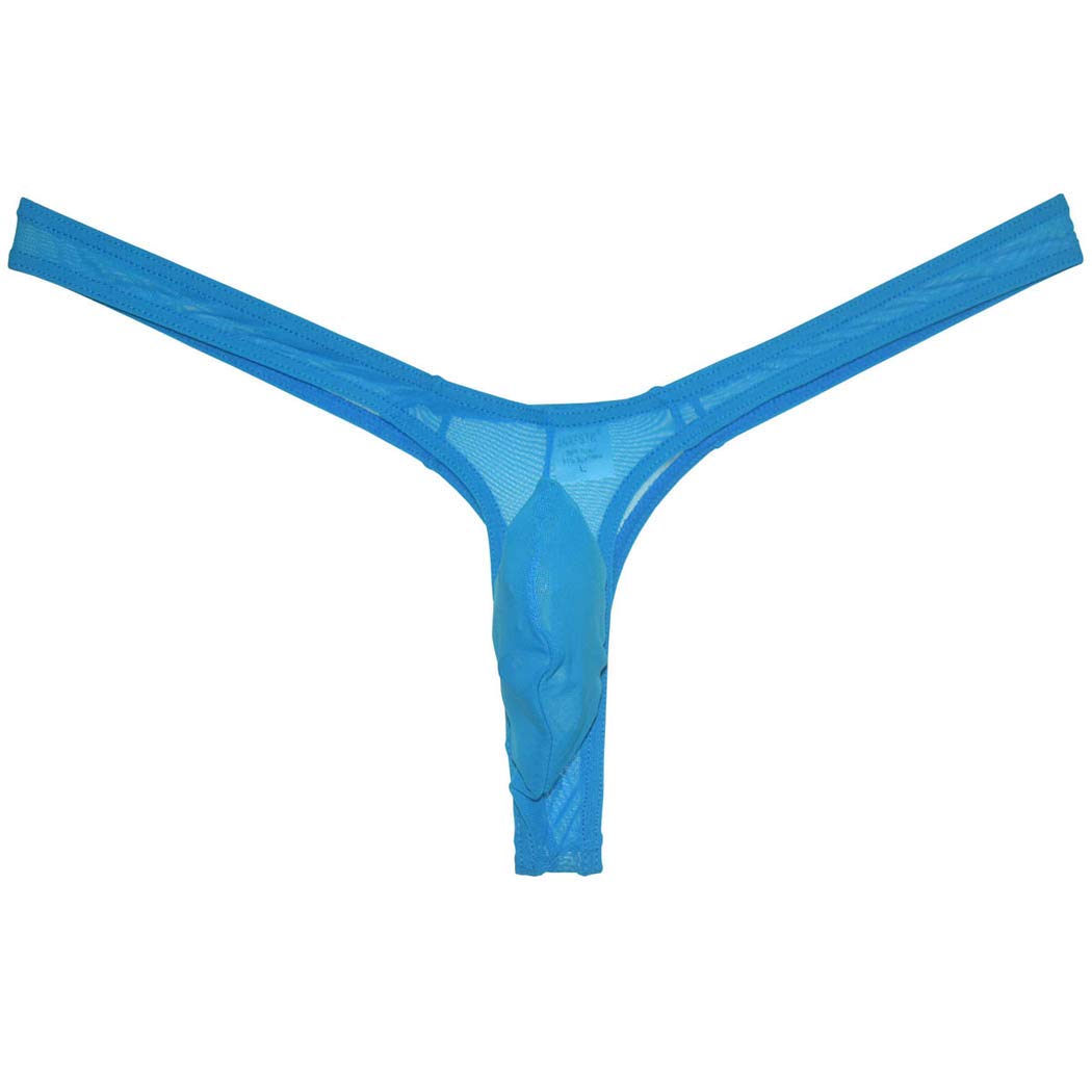 JAXFSTK Men's Minimal Coverage Bulge Thong Underwear See-through Mesh Mini Bikini Tangas