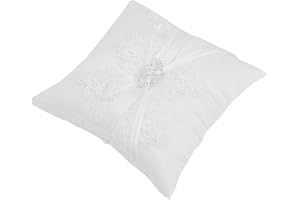 Pwshymi 1PCS Ring Pillow Cushion with Embroider Flower Lace Satin for Jewelry Case for Wedding,Ring Pillow Decorated with Sat