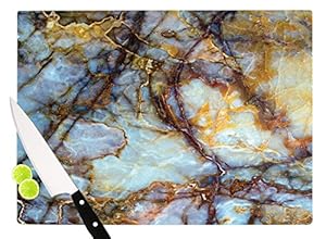 Image of KESS InHouse KESS Original"Opalized Marble" Blue Brown Cutting Board, 11.5 x 15.75", Multicolor