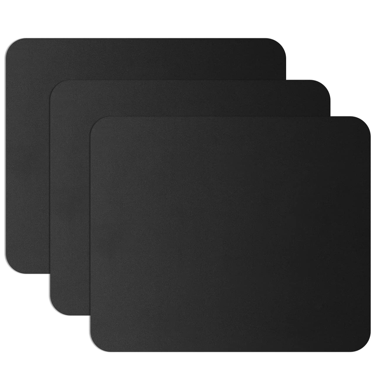 Photo 1 of JIKIOU Mouse Pad with Comfortable Edge, 3 Pack Premium-Textured & Washable Mousepad Bulk with Non-Slip Rubber Base, Mouse Pads for Computers, Laptop, PC, Office & Home, 9.45 x 7.87 in, Black