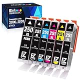 E-Z Ink (TM) Compatible Ink Cartridge Replacement for Canon PGI-250XL PGI 250 XL CLI-251XL CLI 251 XL to use with Pixma IP8720 (1 Large Black, 1 Cyan, 1 Magenta, 1 Yellow, 1 Small Black,1 Gray) 6 pack