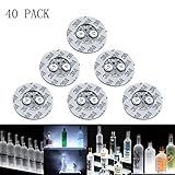 LED Coaster,Light Up Coasters, 40 Pack White Sticker Coaster Discs Lights - Wine Liquor Bottle Clear Glass Cup Coaster,Halloween Party, Wedding, Bar, Party Decoration