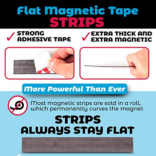 NextClimb Flat Magnetic Tape Strips Extra Strong Magnet and 3M Adhesive Tape 5-Pack - Perfect for Teachers, Crafts and DIY Projects - 1inch x 5.8inch (5) - Thumbnail 2