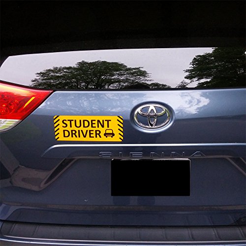 TOTOMO Student Driver Magnet Sticker - (Set of 2) 10"x4" Highly Reflective Premium Quality Car Safety Caution Sign Student Drivers #SDM06