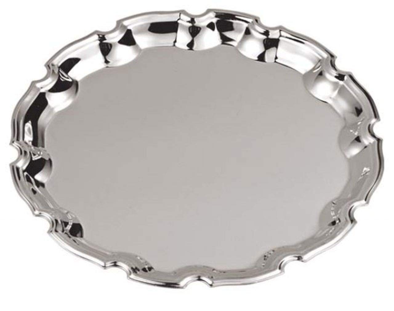 Ten Steel Round tray decorated border cod.EL81236 cm 1,2h diam.17,5 by Varotto & Co.