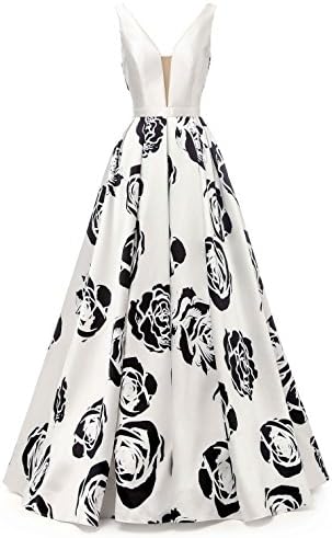 SHANGSHANGXI Evening Dresses for Women Plus Size Long 3D Floral Print White Prom Ball Gowns 20W