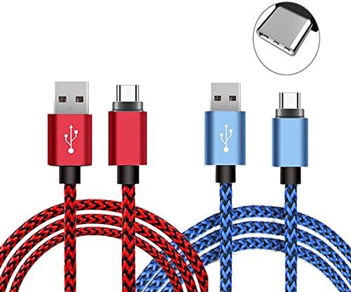 USB Type C Cable, KOMEI Reversible USB-C to USB 3.0 Nylon Braided Cable for LG G5/G6, Galaxy S8/ S8 Plus, Huawei P10 / P10 Plus, Google Pixel/ Pixel XL, Xiaomi mi5 and More (3ft Red+Blue)