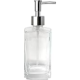 UHEY HOME Glass Soap Dispenser Bathroom, 13.5oz Refillable Liquid Soap Dispenser with Rust-Proof Plastic Pump for Kitchen