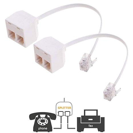 Uvital Rj11 Male To Dual Female 6p4c Splitter Converter Cable Male To 2 Female Separator Cord Rj11 6p4c Telephone Wall Adaptor For Landline 2 Pack