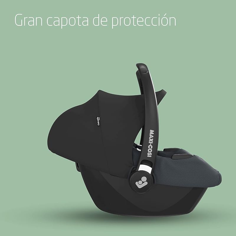 CabrioFix i-Size, Silla Coche Bebé, 0-12m, máx.12 kg, Silla para Recién Nacido Ligera (3,2kg), Capota Grande, Asiento Acolchado, se Adapta de Cochecitos Maxi-Cosi, Essential Graphite