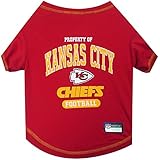 NFL Kansas City Chiefs Dog T-shirt Medium. - Licensed Shirt for Pets Team Colored with Team Logos- Premium Stretchable Materials for the comfort of your Dog & Cat