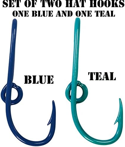 Custom Colored Eagle Claw Hat Fish Hooks for Cap -Set of Two Hat pins- One Blue and One Teal Hat Hook Money/Tie Clasp