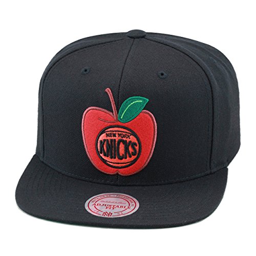 Mitchell & Ness New York Knicks Snapback Hat Cap Black/Apple Logo
