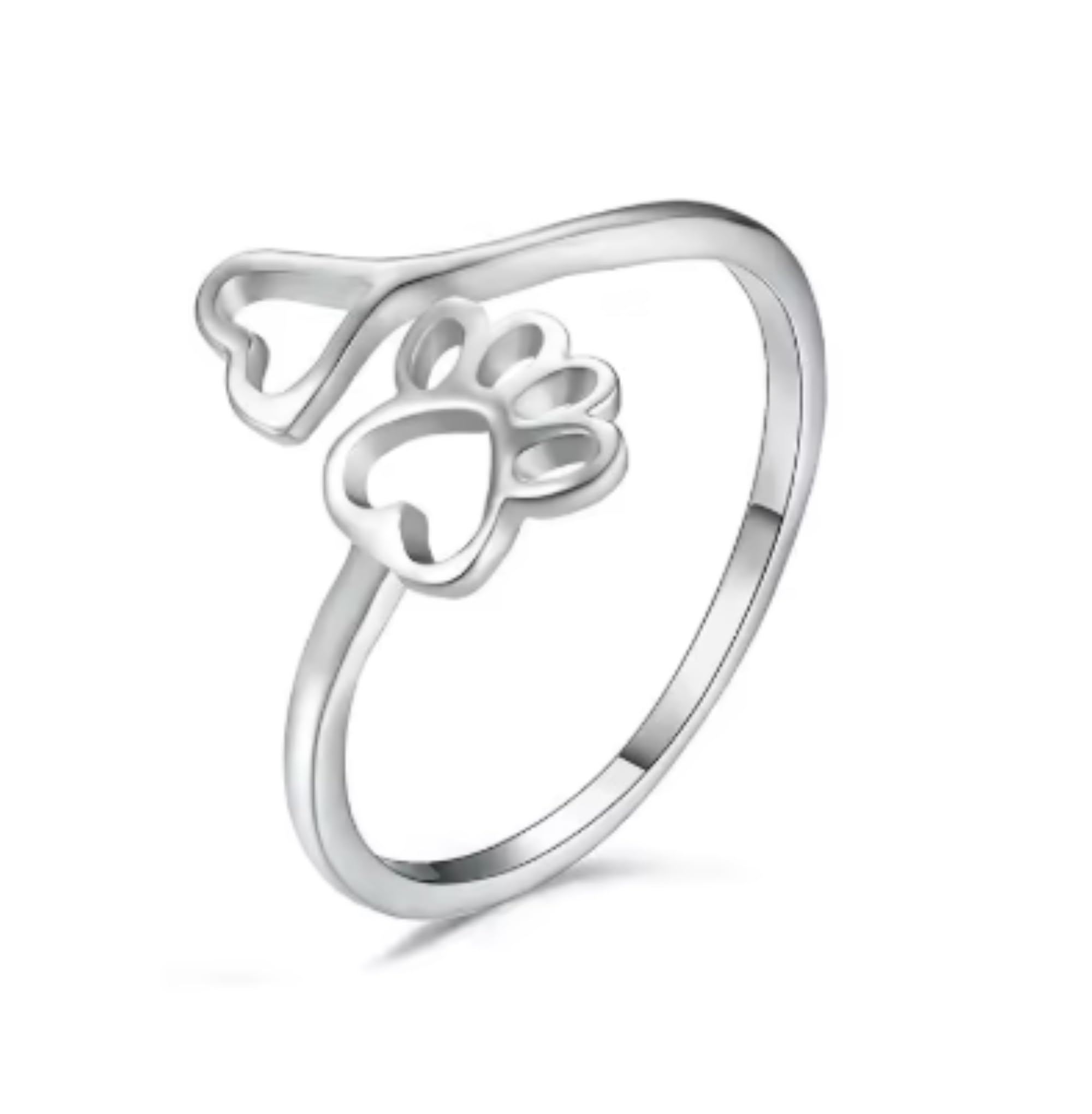 CrownOfRibbons Cute Dog Paw Print Ring, Pet Lover Gift, Adjustable Jewellery