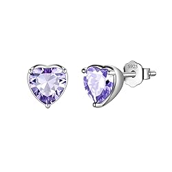 Purple Hearts Studs Earring Women 925 Sterling