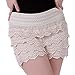 HDE Women's Lace Shorts Fitted Scallop Hem Crochet Mini Hot Pants (Cream, Medium)