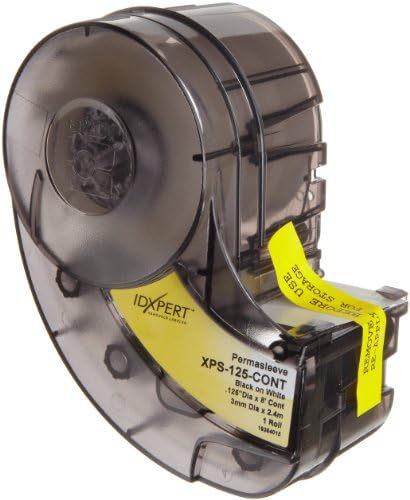 Brady XPS-125-CONT IDXPERT PermaSleeve 0.235" Height, 0.235" Width, B-342 Heat-Shrink Polyolefin, Black On White Color Wire Marker Sleeves