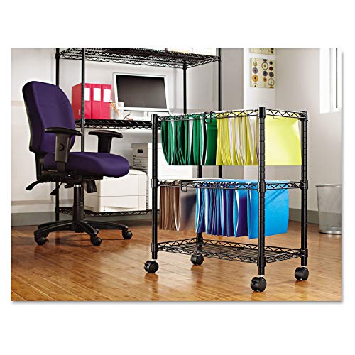 2-Tier Metal Rolling File Cart Mobile Filing cart for Letter Size and Legal Size Folder Office Supplies, Black - Thumbnail 6