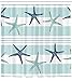 LALILO Sea-Star-Beach Decorative Shower Curtain with 12 Hooks, Coastal Starfish Repeat Pattern Navy Blue Durable Waterproof 72 W X 78 L Bathroom Shower Curtain Polyester