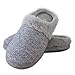 Elabooz Women's Comfort Slippers, Knitted Cotton Slippers Cozy Memory Foam Anti-Slip Rubber Sole Indoor Slippers (7-8, Grey Fur)
