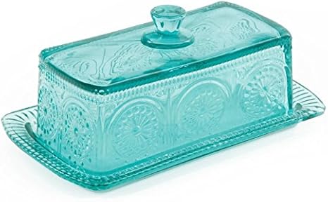 The pioneer woman adeline teal pressed glass salt and pepper shaker set Clearance
