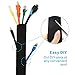 Cable Management Sleeve - CMS-01 Computer Desk Cord Organizer System - Cuttable 60 Inch Wire Hider - Flexible Cable Wrap Cover for TV PC, Network Electronics Office Home Theater(Black, 5 Feet)