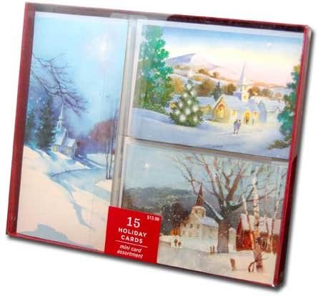 Snowy Church Assortment - Box of 15 Image Arts Christmas Cards