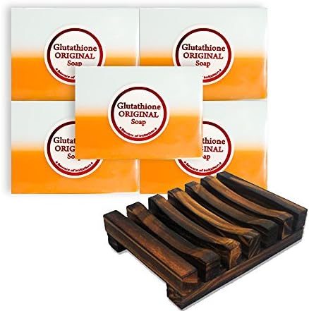 Glutathione Soap. Kojic Acid Soap + Glutathione Whitening Soap (5pack) with Best Selling Soap Dish