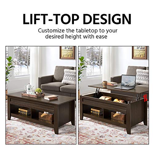 Yaheetech Lift Top Coffee Table with Hidden Storage Compartment & 2